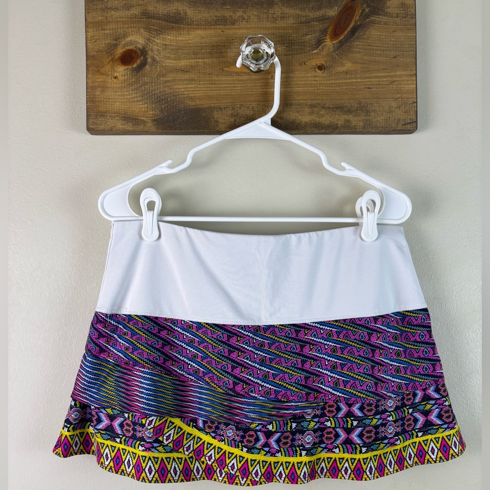 Lucky in Love Large 12 Skort Scallop Ruffle Skirt Colorful Tennis Pickleball